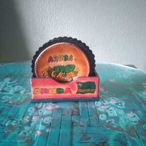 Aruba leather coasters